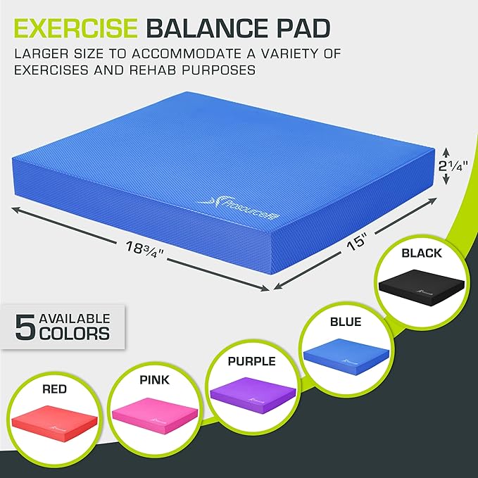 ProsourceFit Exercise Balance Pad ??Non-Slip Cushioned Foam Mat & Knee Pad for Fitness and