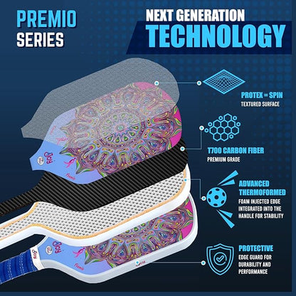 4Joy Pickleball Paddle Premio Series - Thermoformed Premium T700 Carbon Fiber Pickleball Paddless