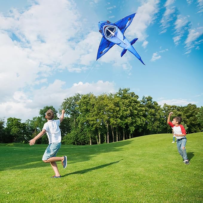 Three Headed Shark Kite for Kids and Adults,Kites for Kids Ages 8-12 Easy to Fly,Single Line Beach