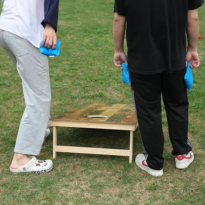 Solid Wood Premium Corn Hole Outdoor Game Set, 2 Regulation and Waterproof Cornhole Game Boards