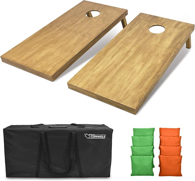 GoSports 4 ft x 2 ft Regulation Size Wooden Cornhole Boards Set - Includes Carrying Case - Full