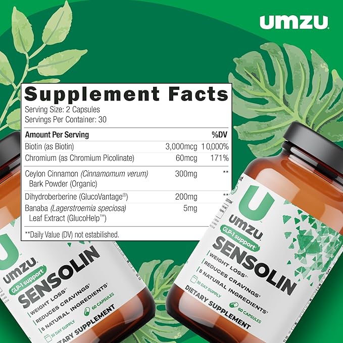 UMZU Sensolin GLP-1 Metabolic Support Supplement, Boost GLP-1 Production, Reduce Food Noise