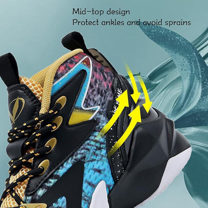 VITUOFLY Kids Basketball Shoes Boys Air Cushion Sneakers Girls Mid Top School Hoops Shoes Non-Slip