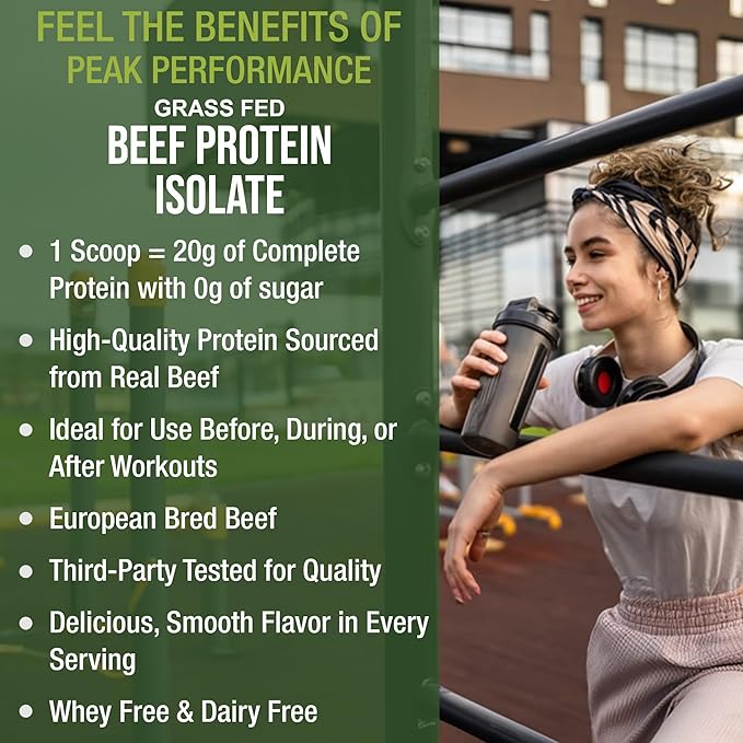 Grass Fed Beef Protein Powder - Lactose Free Great Tasting Beef Protein Isolate. Complete Animal
