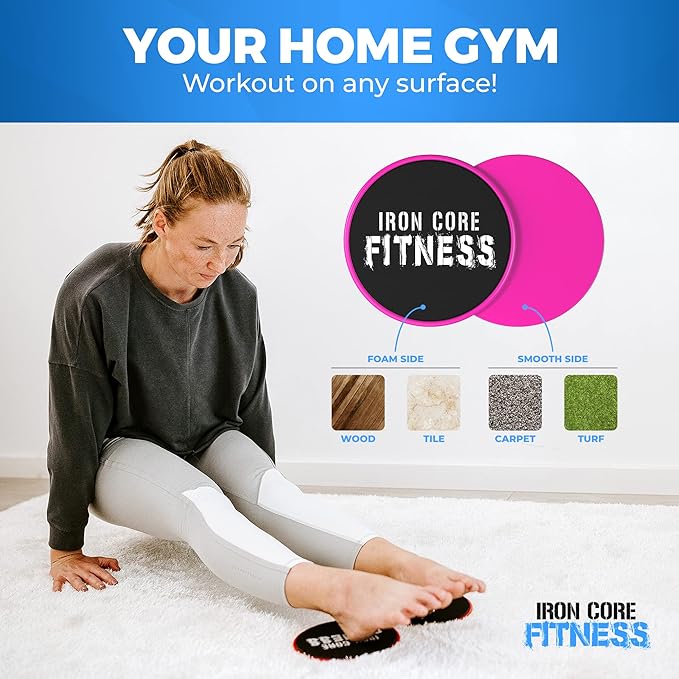 Core Sliders for Working Out, Dual Sided Exercise Gliding Discs for Use on All Surfaces, Ultimate