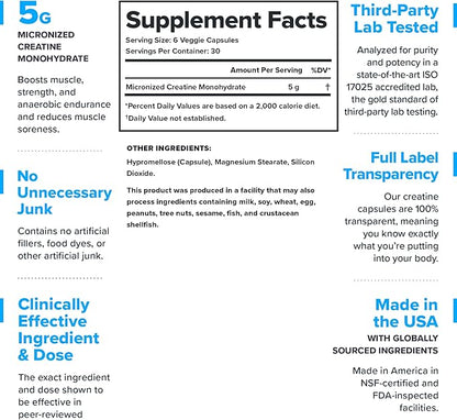 LEGION Micronized Creatine Monohydrate Supplement - Clean Creatine Powder for Muscle Gain & Post