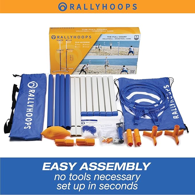 7 FT - World’s First Sports Game to Mash Volleyball & Basketball - Setup in Seconds - Quick & Easy