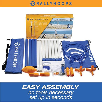 7 FT - World’s First Sports Game to Mash Volleyball & Basketball - Setup in Seconds - Quick & Easy