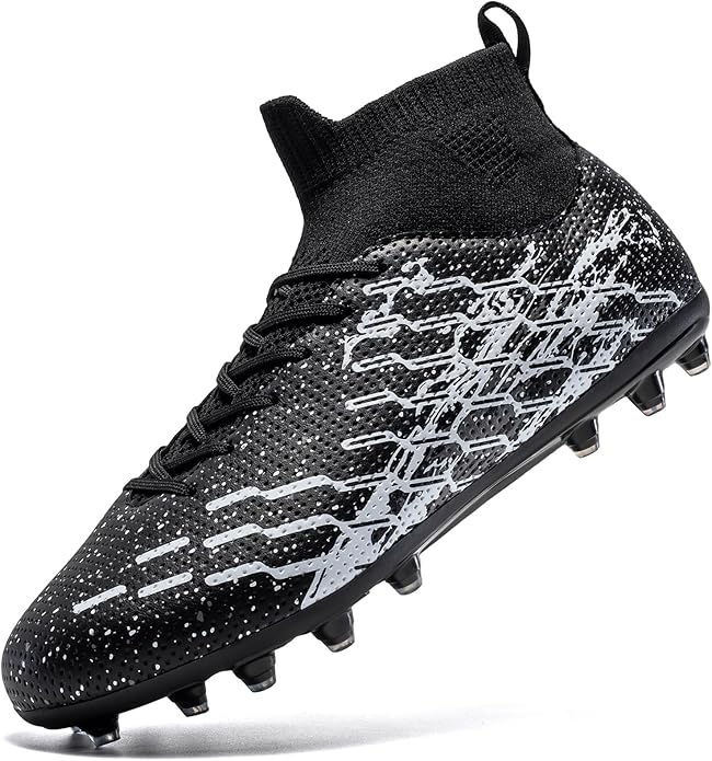 Unisex Soccer Cleats Lightweight No-Tie Lacing System Multi-Surface Football Shoes with Ankle