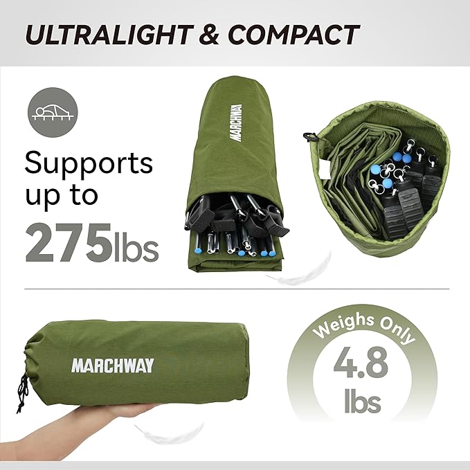 MARCHWAY Ultralight Folding Tent Camping Cot Bed, Portable Compact for Outdoor Travel, Base Camp