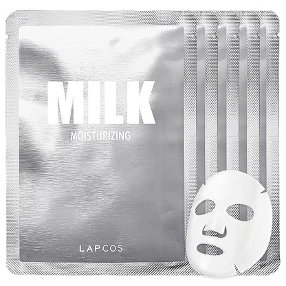 LAPCOS Milk Sheet Mask, Moisturizing Daily Face Mask to Replenish and Restore Dry Skin, Korean