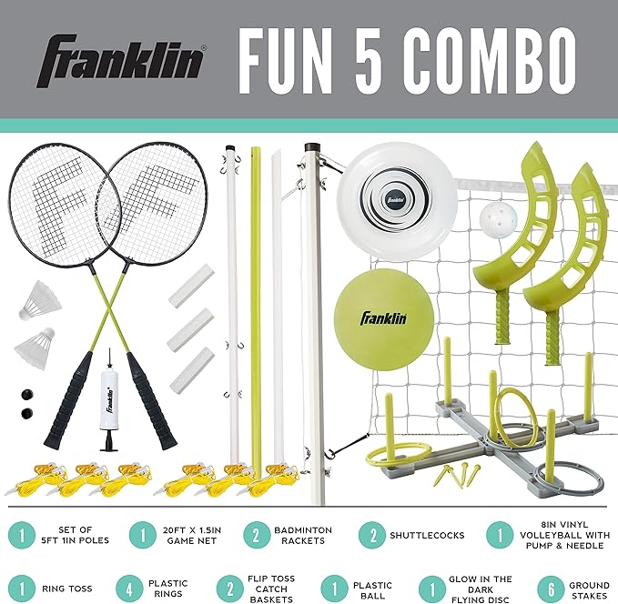 Franklin Sports Fun 5 Combo Outdoor Game Set - Backyard, Beach + Camping Games for Kids