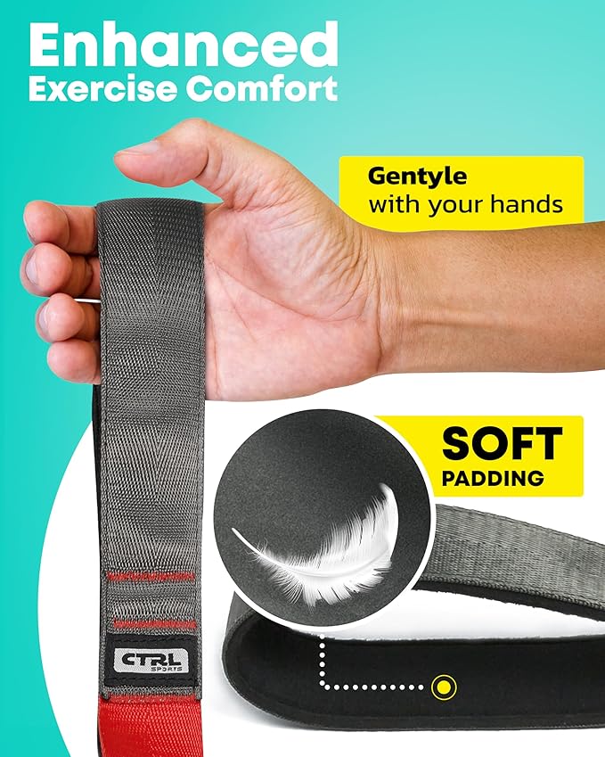 Stretching Strap with Loops - Non Elastic Stretch Band for Physical Therapy, Yoga Strap for