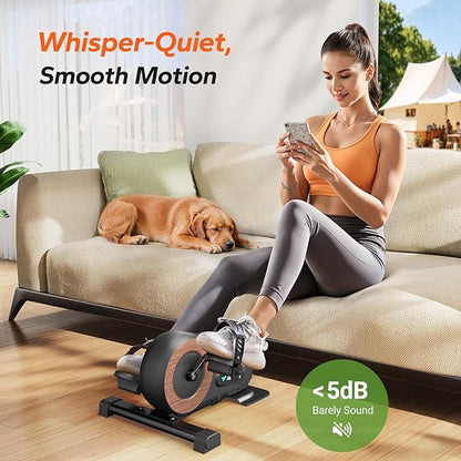 Under Desk Bike Pedal Exerciser, Quiet Magnetic Mini Exercise Bike with MERACH App for Arm, Leg