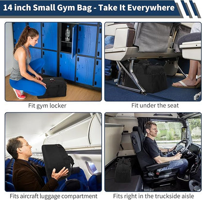Small Gym Bag with Wet Pocket - 14 inch Mini Duffle Bag for Men & Women Lightweight Carry On Bag