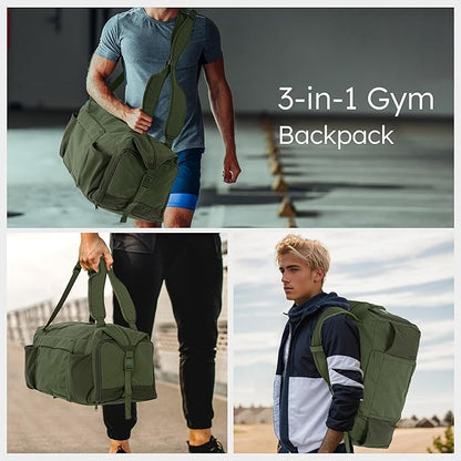 Gym Bag for Men with Shoes Compartment and Wet Pocket Convertible Duffle Bag and Gym Backpack