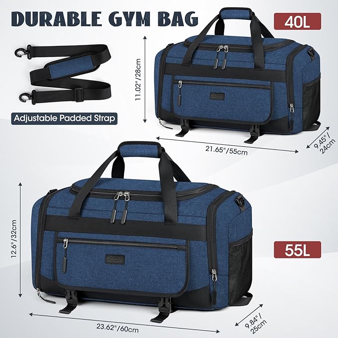 IGOLUMON Gym Bag for Men 40L Sports Duffel Bags Gym Duffle Bag Women with Shoe Compartment & Wet