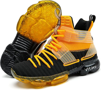 VITUOFLY Kids Basketball Shoes Boys Air Cushion Sneakers Girls Mid Top School Hoops Shoes Non-Slip