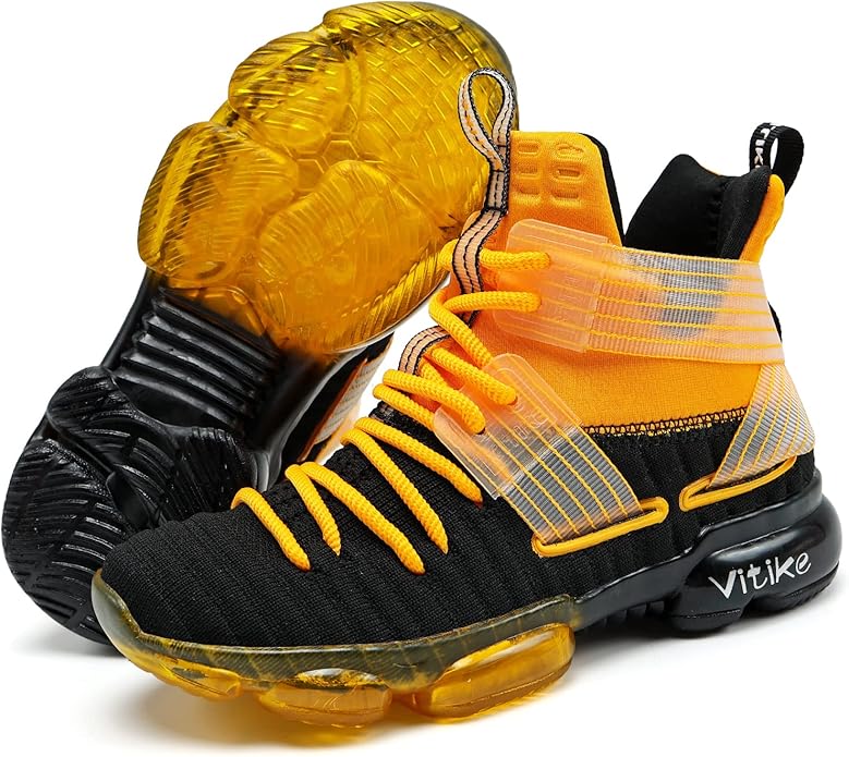 VITUOFLY Kids Basketball Shoes Boys Air Cushion Sneakers Girls Mid Top School Hoops Shoes Non-Slip