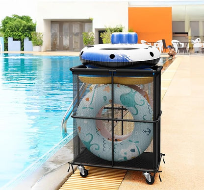 smusei Ball Storage Bin Rolling Sports Ball Storage Cart Garage Sports Equipment Organizer Rack