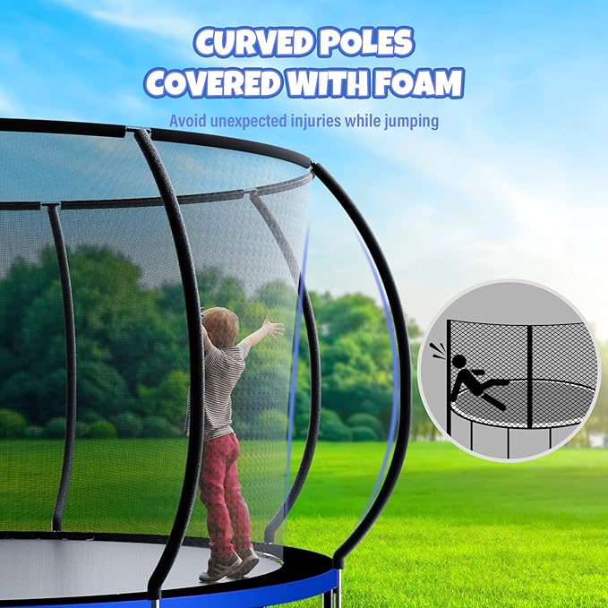 Trampoline 8FT 10FT 12FT 14FT 16FT, Outdoor Trampolines for Kids and Adults, Recreational