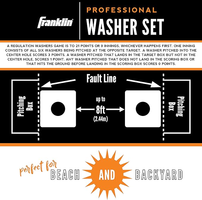 Franklin Sports Washer Toss Game Set - Outdoor Washers Set with Targets + Washers - Perfect for