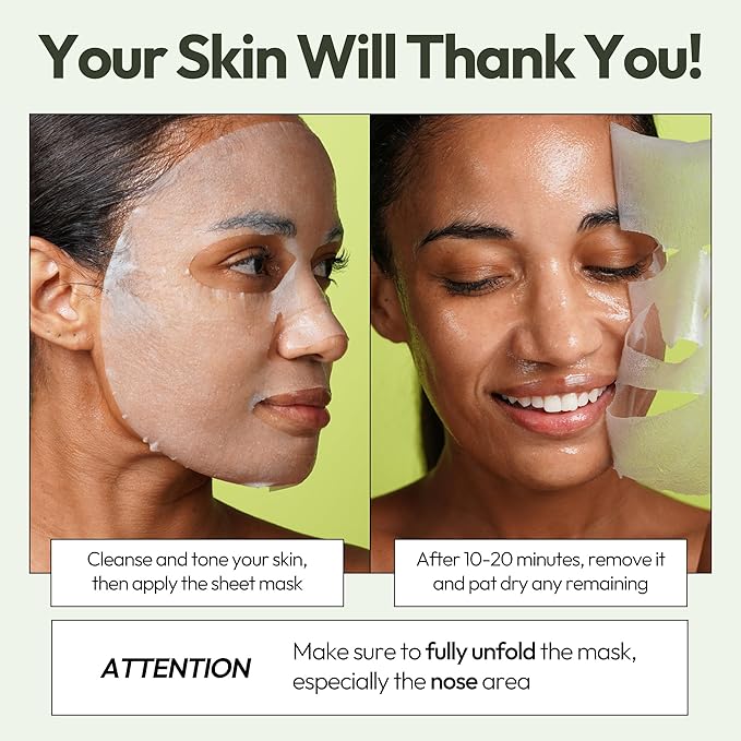 LAPCOS Aloe Sheet Mask, Daily Face Mask with Cucumber and Aloe Gel to Calm and Moisturize Skin