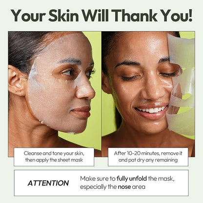 LAPCOS Aloe Sheet Mask, Daily Face Mask with Cucumber and Aloe Gel to Calm and Moisturize Skin