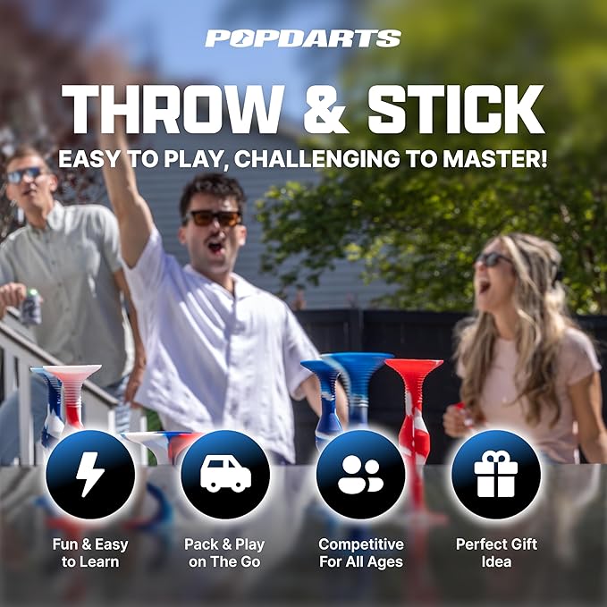 Popdarts PRO Pack Game Set (Neon) - Indoor, Outdoor Suction Cup Throwing Game - Competition with a