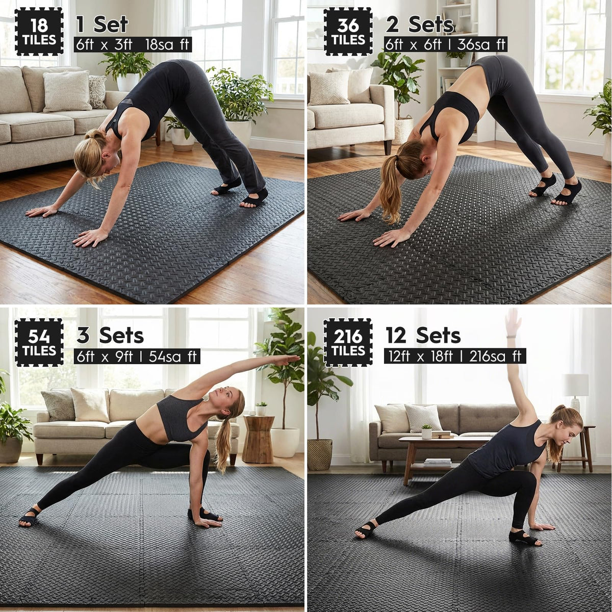 Haulcove 18 Pcs EVA Foam Floor Tiles, Puzzle Exercise Mat Set for Gym