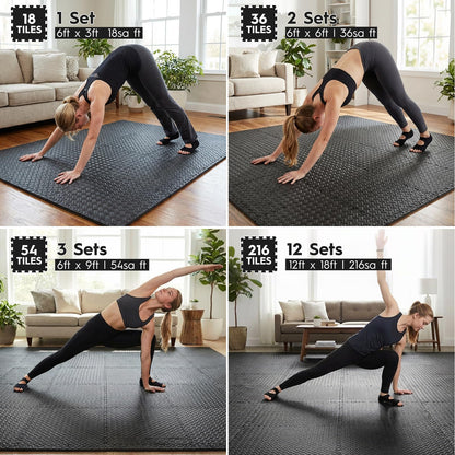 Haulcove 18 Pcs EVA Foam Floor Tiles, Puzzle Exercise Mat Set for Gym