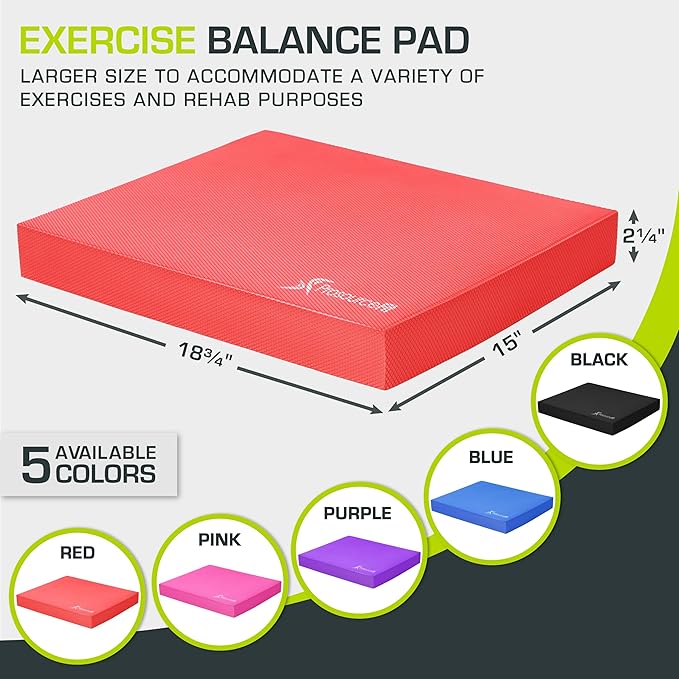 ProsourceFit Exercise Balance Pad ??Non-Slip Cushioned Foam Mat & Knee Pad for Fitness and