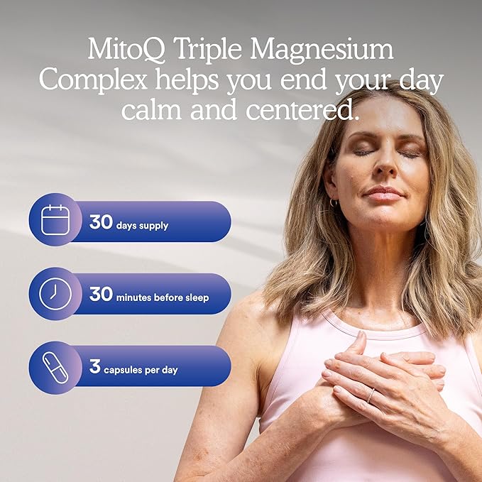 MitoQ Triple Magnesium Complex | Magnesium Glycinate, Taurinate, Oxide with GABA for Heart Health