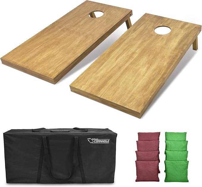 GoSports 4 ft x 2 ft Regulation Size Wooden Cornhole Boards Set - Includes Carrying Case - Full