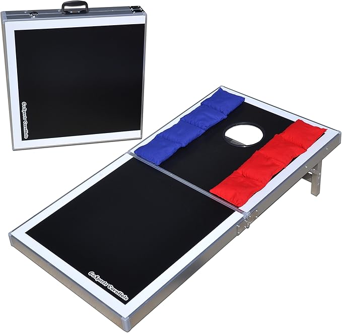 GoSports 4 x 2 ft Aluminum Cornhole Game Sets – Choose LED Lights or Standard - Set Includes 2