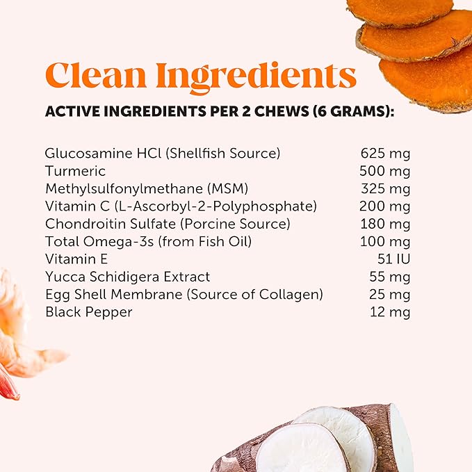 Hip & Joint Health - Glucosamine for Dogs Soft Chews, Joint Supplement for Dogs with Glucosamine
