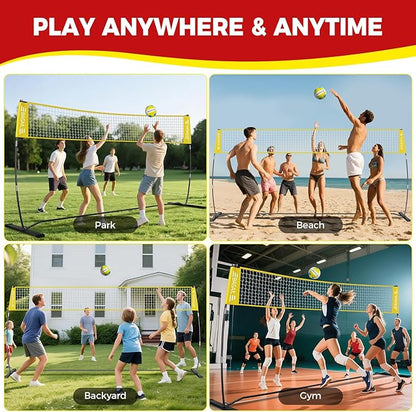 BAGAIL Volleyball Net, 12ft/20ft Portable Volleyball Net for Backyard - Adjustable Height