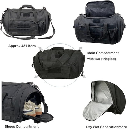 APRlLBAY 43L Large Capacity Military Duffel Bag - Tactical Gym Bag/Weekender for Men & Women (Jet