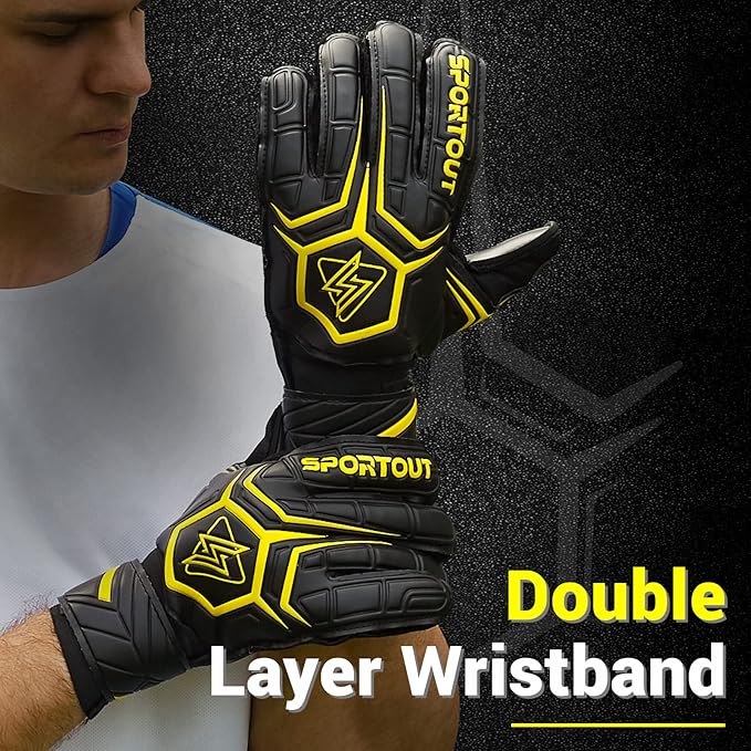Sportout Goalie Gloves, Goalkeeper Gloves with Finger Protection, Breathable Soccer Goalie Gloves