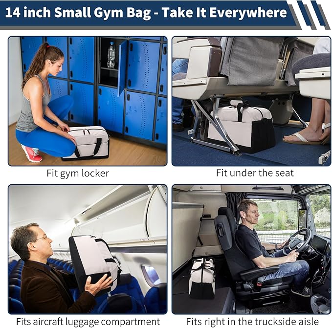 Small Gym Bag with Wet Pocket - 14 inch Mini Duffle Bag for Men & Women Lightweight Carry On Bag