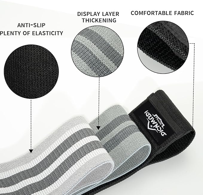 Fabric Resistance Bands for Working Out, 6Pack Non-Slip Exercise Bands for Women and Men, Fabric