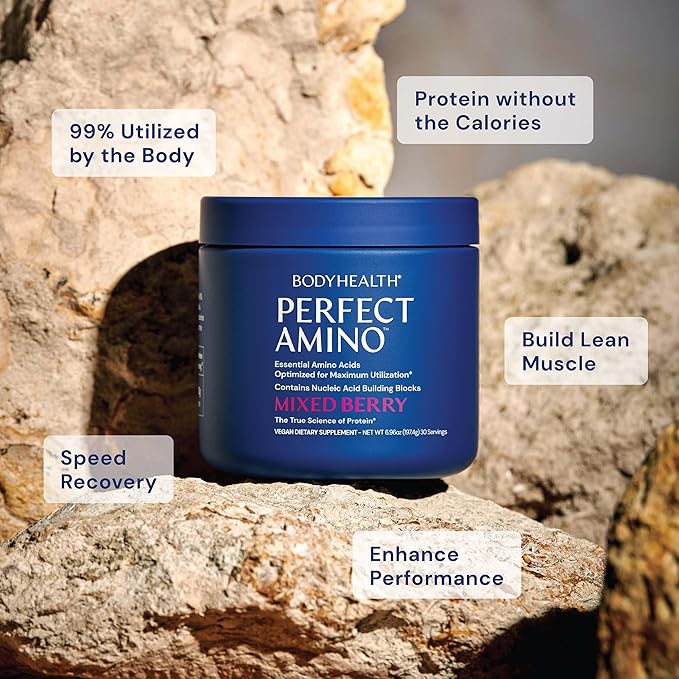 BodyHealth PerfectAmino Powder - BCAA and EAA Powder for Pre and Post Workout - Amino Acid Energy