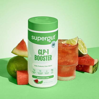 Supergut Gut Healthy Flavored GLP-1 Booster, Watermelon Lime - High Fiber GLP-1 Supplement Powder