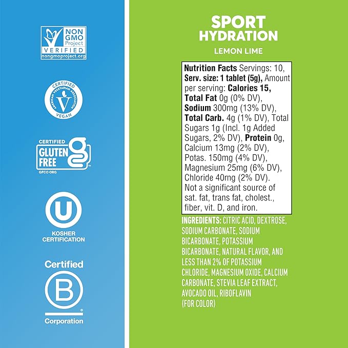 Nuun Sport Electrolyte Tablets with Magnesium, Calcium, Potassium, Chloride & Sodium, Gluten Free &