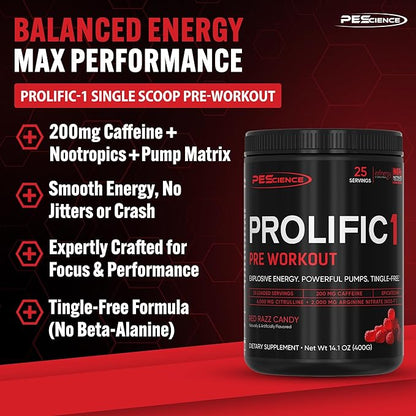 PEScience Prolific-1 Pre Workout Powder for Men & Women with L-Citrulline, Nitric Oxide Booster