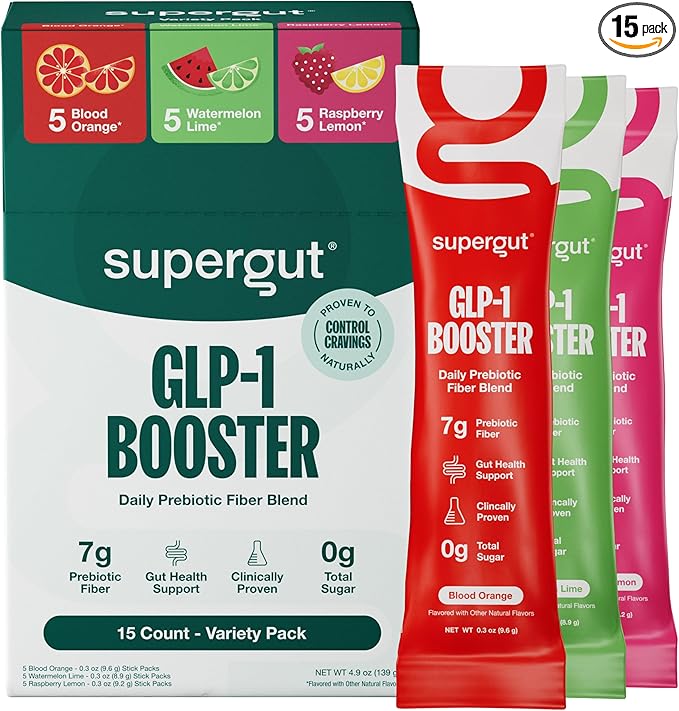 Supergut Gut Healthy Flavored GLP-1 Booster, Variety Pack - High Fiber GLP-1 Supplement Powder for