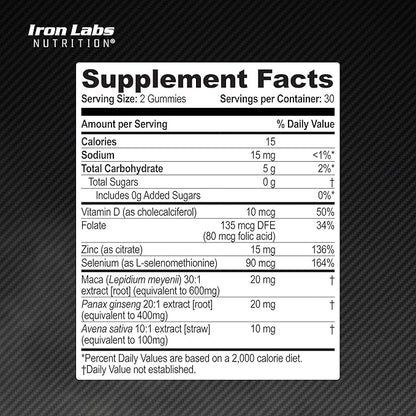 Iron Labs Nutrition Testo Gummies for Men (60 Gummies) - High Strength Booster for Men - Mixed