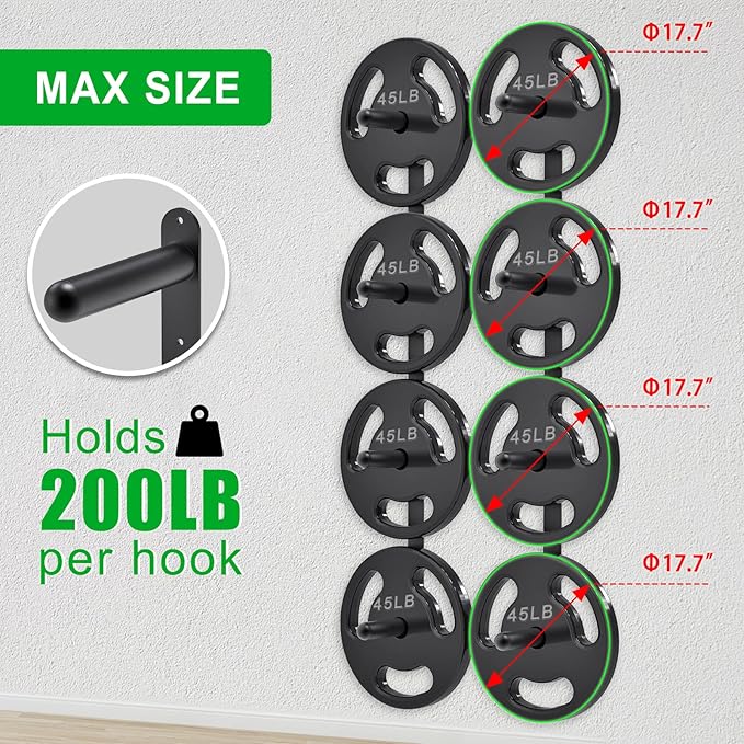 "Kipika Weight Plate Storage Rack - Wall Mounted Weight Plate Holder with Durable Steel