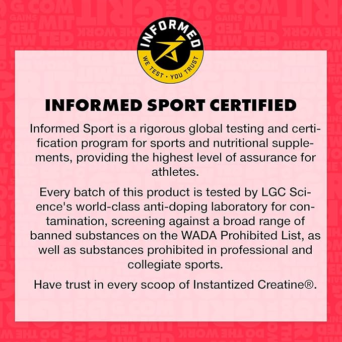 Gains in Bulk Instantized Creatine Monohydrate for Women and Men, Soluble Pre Workout Powder