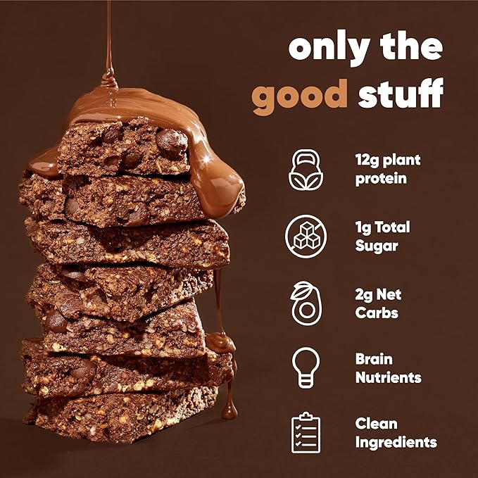 IQBAR Brain and Body Plant Protein Bars - Chocolate Sea Salt - 24-Count Low Carb - Gluten Free